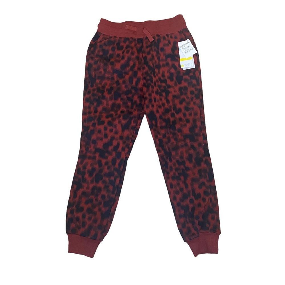 NWT Zella All Day Red Black Leopard Sweatpants Girls Large 10-12
